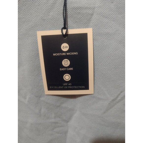 New Club Room Pique Polo Shirt Stretch Performance Blue Short Sleeve XL NWT - Picture 3 of 12